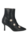 Wo Milano Woman Ankle Boots Black Size 6 Leather In Black