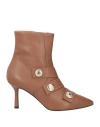 Wo Milano Woman Ankle Boots Brown Size 8 Leather