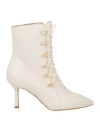Wo Milano Woman Ankle Boots Cream Size 6 Leather In White