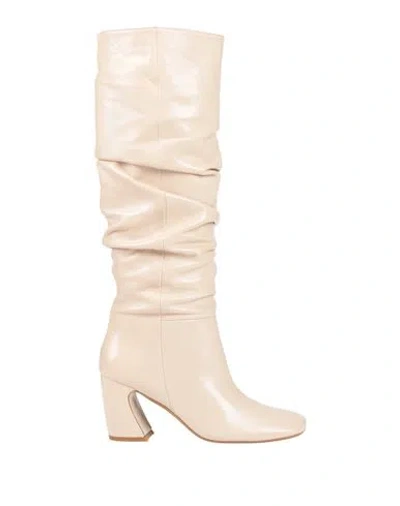 Wo Milano Woman Boot Beige Size 8 Leather In Neutral