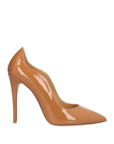 Wo Milano Woman Pumps Camel Size 6 Leather