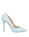 Wo Milano Woman Pumps Sky Blue Size 9 Leather