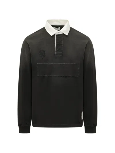 Woc Auckland Collared Long-sleeve Polo Shirt In Black