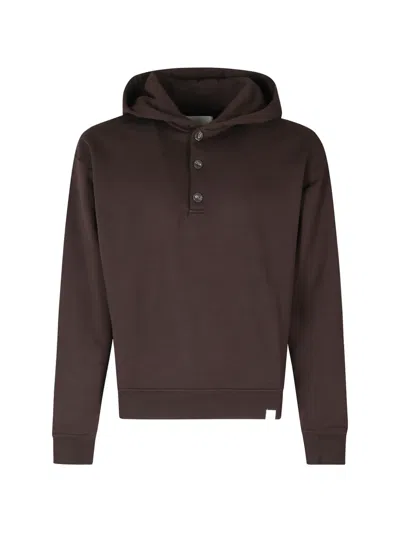 Woc Button-placket Hoodie In Brown