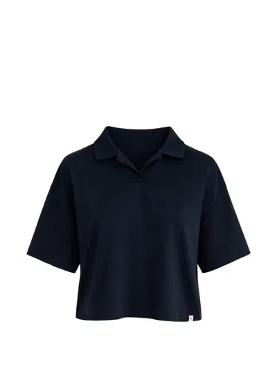 Woc Collared Cropped T-shirt In Blue
