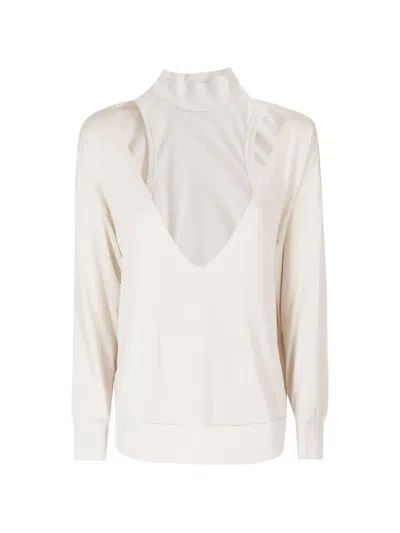 Woc Cut-out Layered Sweatshirt In White