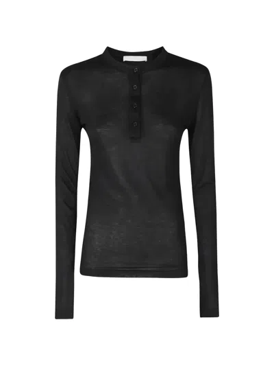 Woc Long-sleeve Henley T-shirt In Black