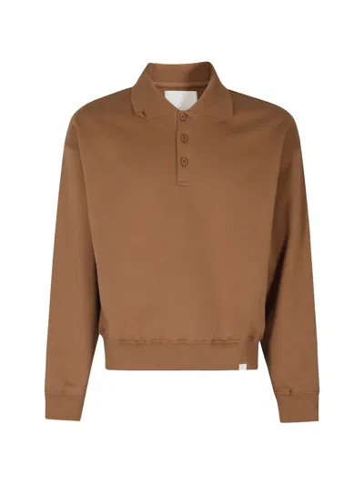 Woc Long-sleeve Polo Shirt In Brown