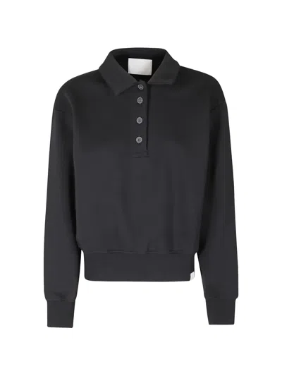 Woc Long-sleeve Polo Top In Black