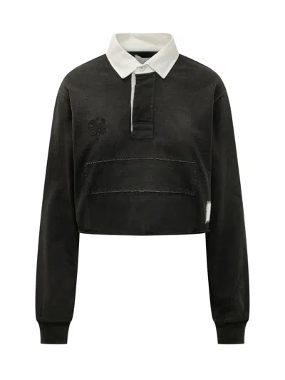 Woc Mini Polo With Elegant Collar And Insert In Black