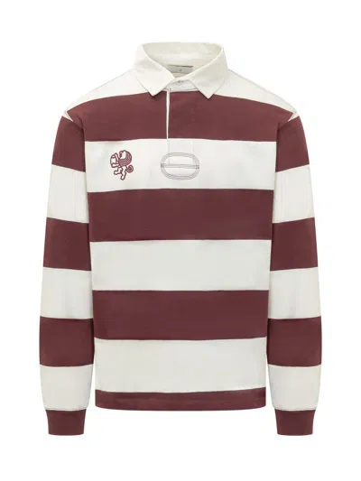 Woc Mini Striped Polo With Collar In Offwhite
