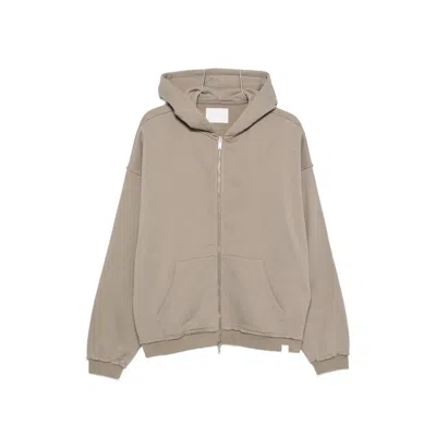 Woc New Haven Raw-edge Zip-up Hoodie In Neutral