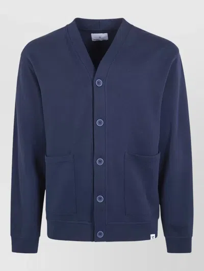 Woc Seattle Cardigan Front Pockets V Neckline In Blue