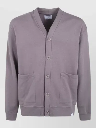 Woc Seattle V Neck Cardigan Front Pockets In Purple