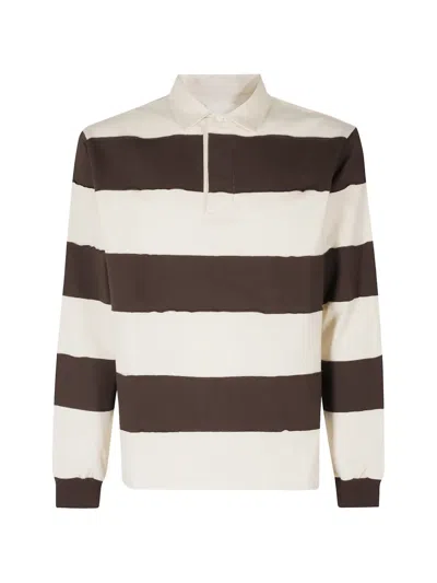 Woc Striped Long-sleeve Polo Shirt In Neutrals