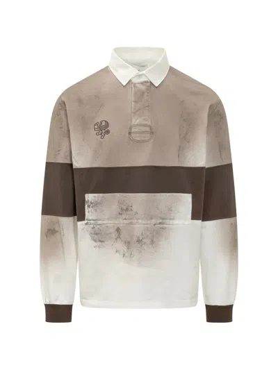 Woc Striped Polo Shirt In Brown