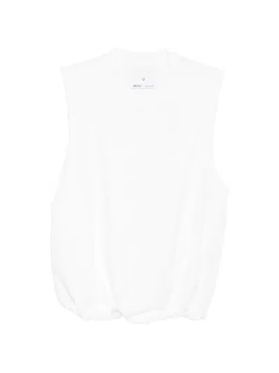 Woc Villena Gathered Sleeveless Top In White