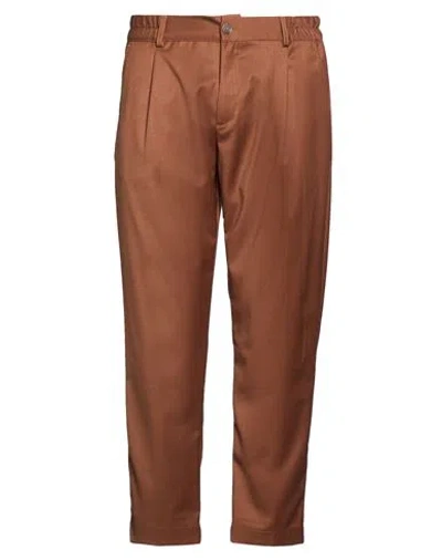 Woc Writing On Cover Man Pants Brown Size Xl Polyester, Viscose, Elastane