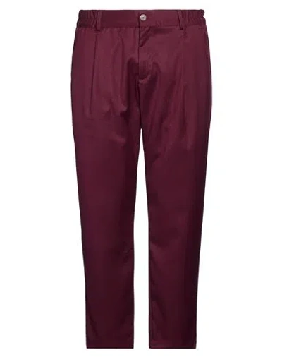 Woc Writing On Cover Man Pants Burgundy Size Xl Polyester, Viscose, Elastane In Red
