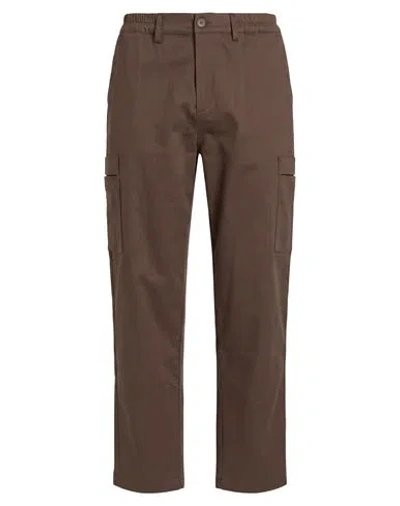Woc Writing On Cover Man Pants Dark Brown Size L Cotton, Elastane