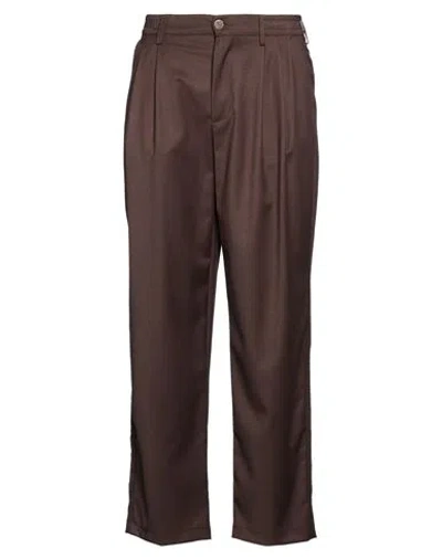 Woc Writing On Cover Man Pants Dark Brown Size M Polyester, Viscose, Elastane
