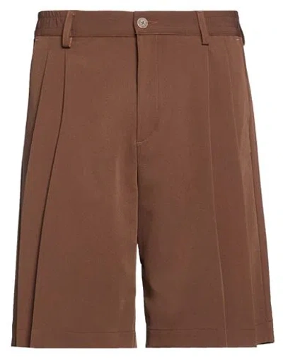 Woc Writing On Cover Man Shorts & Bermuda Shorts Brown Size S Polyester, Viscose, Elastane