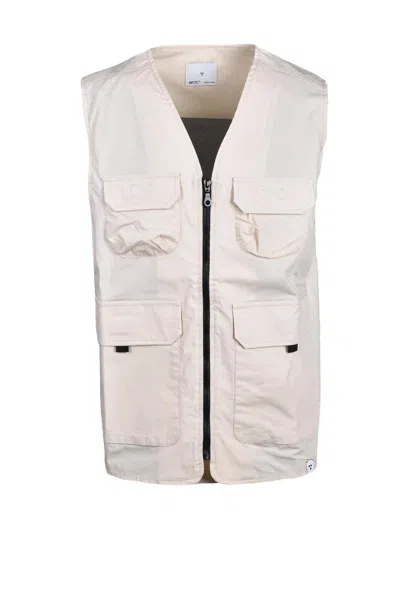 Woc Writing On Cover White Zipper Cotton-blend Vest