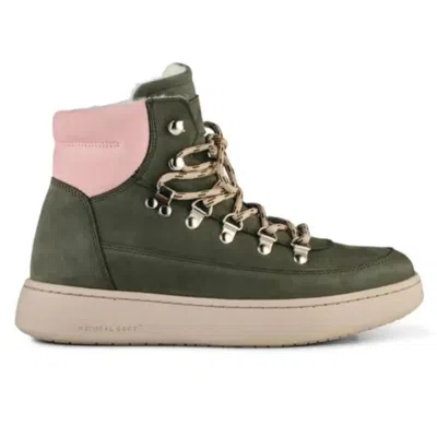 Woden Iris Nubuck Boot In Green Rose In Multi