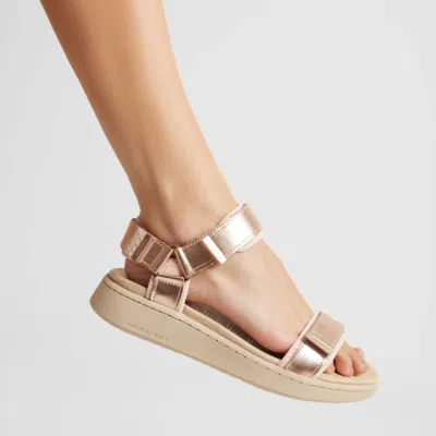 Woden Women's Line Sandal In Rose Metallic In Gold