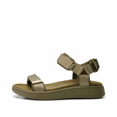 Woden Women's Line Sandals In Dark Olive In Multi