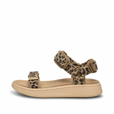 Woden Women's Line Suede Sandals In Leopard In Brown