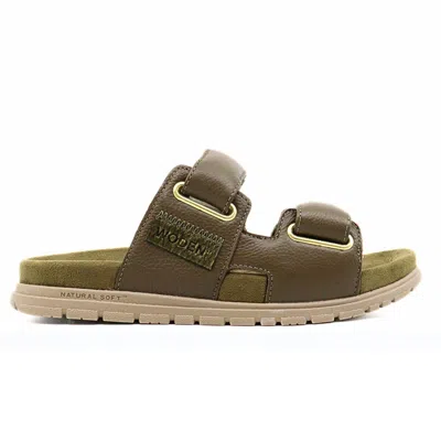 Woden Women's Lisa Leather Sandal In Dark Olive In Green