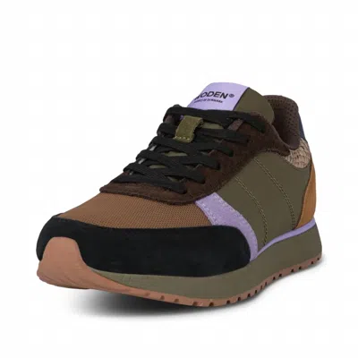 Woden Women's Ronja Sneaker In Dark Olive/orchid In Multi