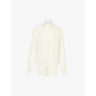 Woera Womens Off White Open-back Relaxed-fit Linen Shirt