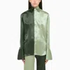 Woera Color-block Button Up Silk Shirt In Green