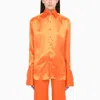 Woera Orange Silk Regular Shirt In Orange
