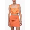 Woera Side Zipped Silk Crop Top In Orange