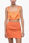 Woera Side Zipped Silk Crop Top