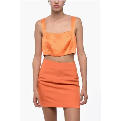 Woera Side Zipped Silk Crop Top In Orange
