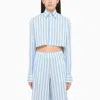 WOERA WHITE/BLUE CROPPED SHIRT