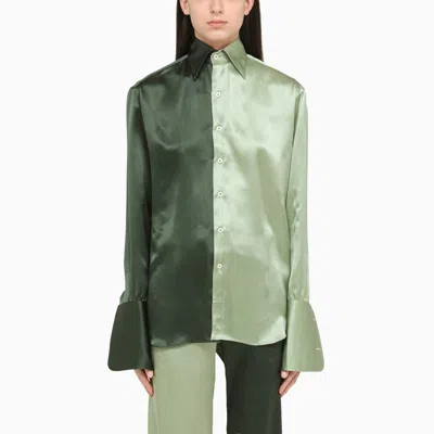 Woera Women's Silk Colour-block Shirt In Green