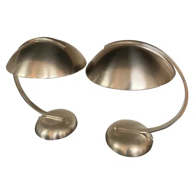 Pre-owned Woka Lamps Pair Of Classic Art Deco Woka Desk Lamps, Nickle Plated, 1930s Design In Transparent