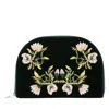 Wolf Embroidered Zoe Zip-up Jewellery Case In Forest Green