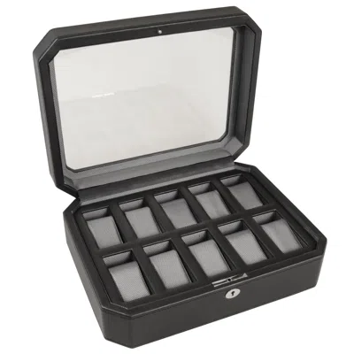 Wolf 4584029 Windsor 10 Piece Watch Box In Black & Grey In Metallic