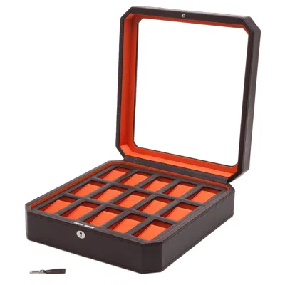 Wolf 458506 Windsor 15 Piece Watch Box In Brown & Orange