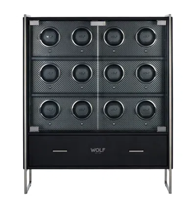 Wolf Axis 12-piece Watch Winder Cabinet In Black
