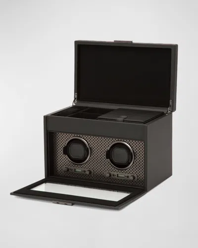 Wolf Axis Double Watch Winder With Storage In Black