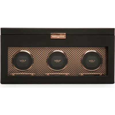 Wolf Axis Triple Watch Winder With Storage In Black