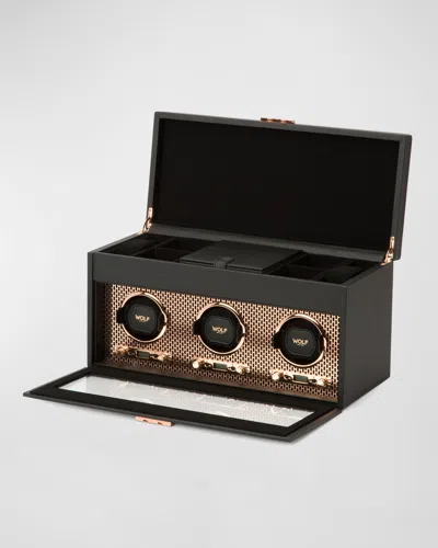 Wolf Axis Triple Watch Winder With Storage In Burgundy