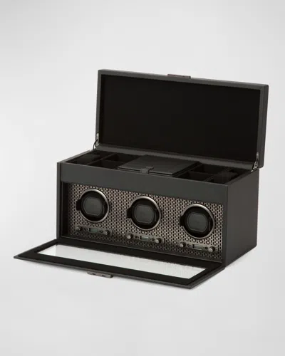Wolf Axis Triple Watch Winder With Storage In Black